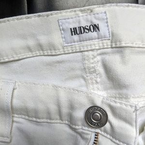 Hudson Krista Super Skinny Cropped White Jeans